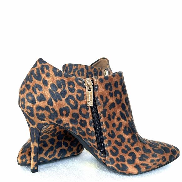 Jessica Simpson Leopard Print Stiletto Heels Zip Pointed Toe Ankle Bootie 9M NEW - Picture 5 of 14